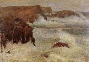 Wladyslaw Podkowinski Rough Sea at Belle-lle Sweden oil painting artist